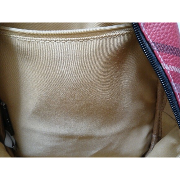 Stone & Co. Mini Plaid Backpack Red Plaid Black Straps Gold Inside main image 4